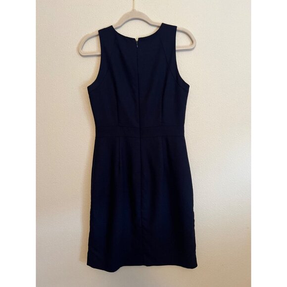 J Crew Dress 4 Navy Blue Pencil Sheath Thin All Seasonal Wool Career Classic - Picture 5 of 8